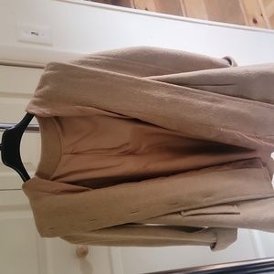 Vintage Camel Pea Coat with hood